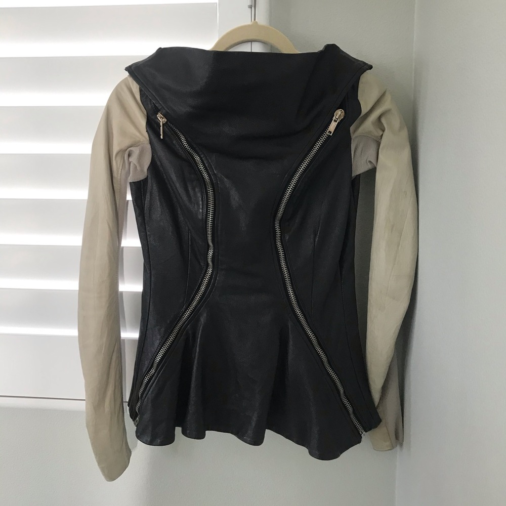 Rock Owens beige black leather jacket size 2